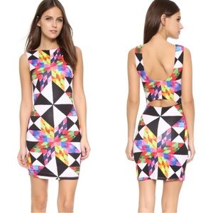 Mara Hoffman Swim Form Fitting Geometric Print Mini Dress Back Cut Out Size M